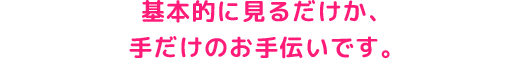 基本的に見るだけか、手だけのお手伝いです。