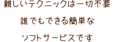 難しいテクニックは一切不要出れでもできる簡単なソフトサービスです